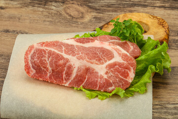 Raw pork meat neck steack