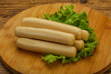 Chicken white sausage with salad