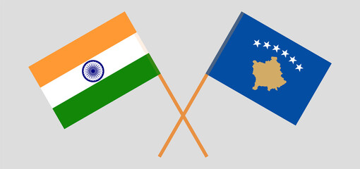 Crossed flags of Kosovo and India