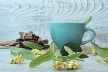 still life with tea and flowers