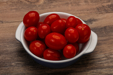 Pickled cherry tomatoes in the bowl