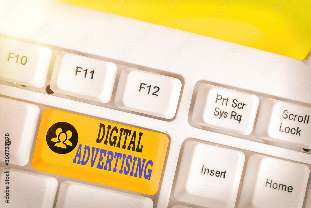 Poster writing note showing digital advertising. business concept for when business leverage internet techn
