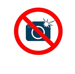 Fototapeta premium Do not use the flash in this area. No photo. Prohibition sign. Sticker. Vector illustration 