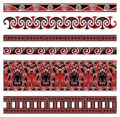 Maori Traditional Seamless Vector Patterns Set - obrazy, fototapety, plakaty