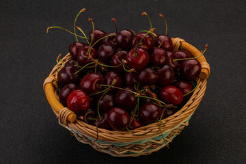 Sweet cherry in the basket