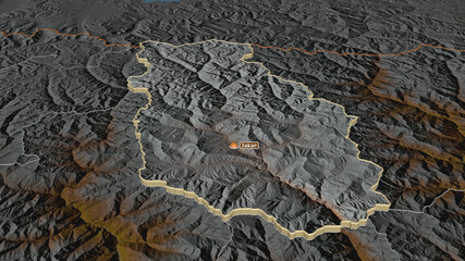 Bumthang, Bhutan - extruded with capital. Relief