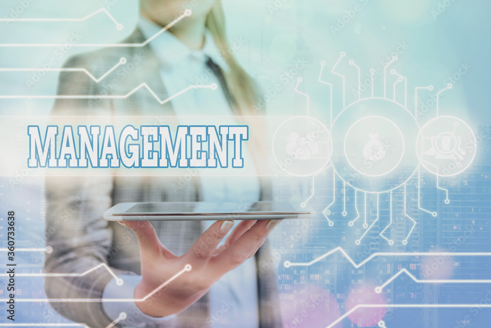 Poster conceptual hand writing showing management. concept meaning the authoritative act of directing or co