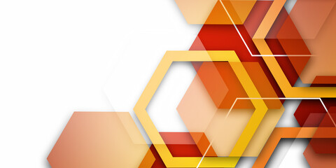 
Modern orange geometric hexagon background with abstract style