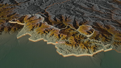 Samtse, Bhutan - extruded with capital. Relief