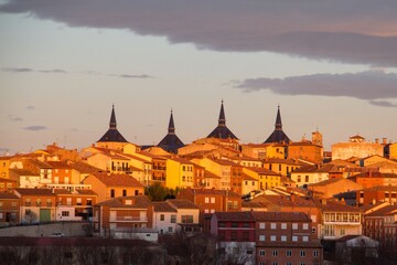 Old buildings of Lerma village in Spain during sunset