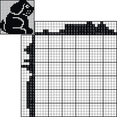 Fototapeta premium Japanese crossword. Black and white. Paint by number puzzle. Education game for children. Puppy