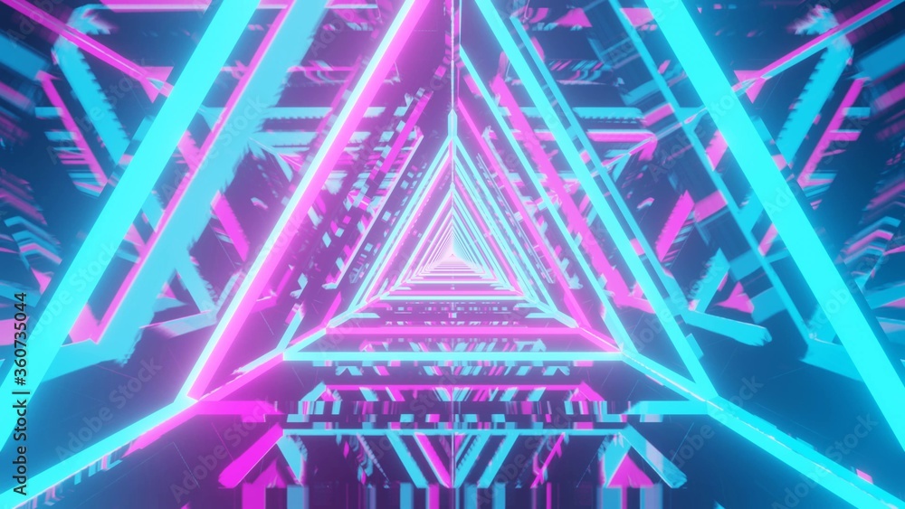 Poster 3d rendering abstract background with violet and blue laser lights