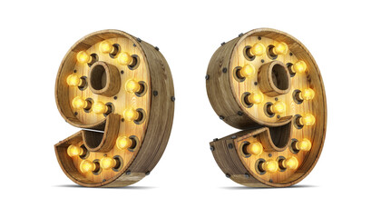 Fototapeta premium Wood alphabet light bulb 3d rendering illustration with clipping paths.