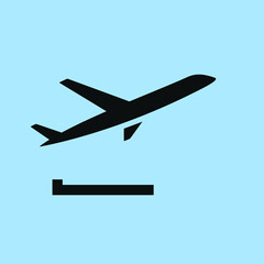 Departures airport navigation icon. Airplane taking off.