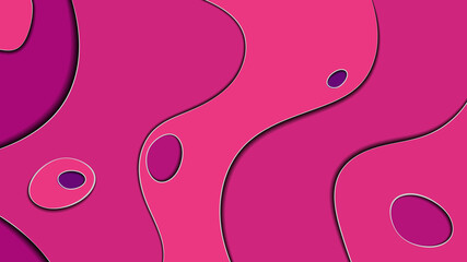 Pink landscape design in 3d style with bumps and hollows with black shadows and light lines, suitable for children's fairy tales or for coloring books