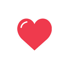 Heart vector icon. Flat linear heart icon. Flat simple red symbol on white background.