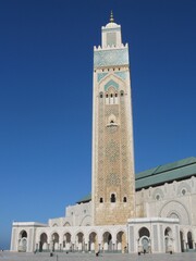 Fototapeta na wymiar The Hassan II Mosque under blue sky, Casablanca, Morocco