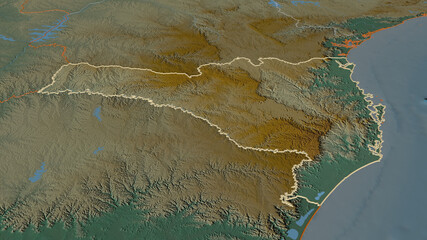 Santa Catarina, Brazil - outlined. Relief