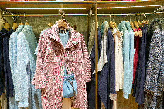 MOSCOW, RUSSIA - CRICA SEPTEMBER, 2018: interior shot of Stefanel store in shopping center in Moscow.