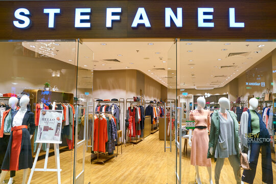 MOSCOW, RUSSIA - CRICA SEPTEMBER, 2018: entrance to Stefanel shop in shopping center in Moscow.