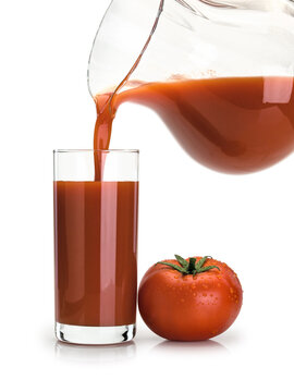 Filling of high glass by tomato juice