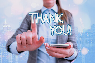 Handwriting text writing Thank You. Conceptual photo polite expression to acknowledge a gift,...