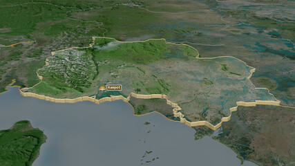 Kâmpôt, Cambodia - extruded with capital. Satellite