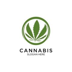 cannabis marijuana natural logo template 