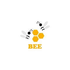 bee with honey logo. cute bee and honey for food and drink
