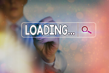 Writing note showing Loading.... Business concept for applying an extra amount to offset a...