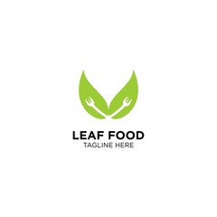 natural leaf with food logo template