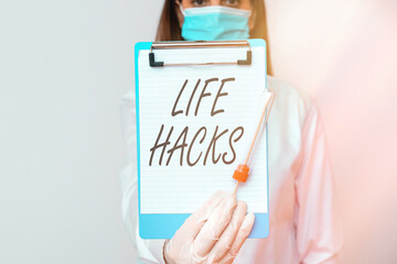 Handwriting text Life Hacks. Conceptual photo strategy or technique adopted to manage activities...