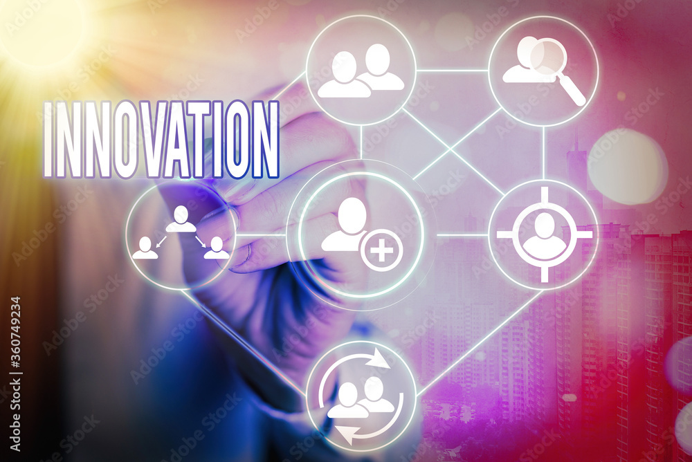 Poster writing note showing innovation. business concept for new idea creative ideas fresh imaginations in 
