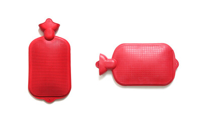 Red hot water bag on white background