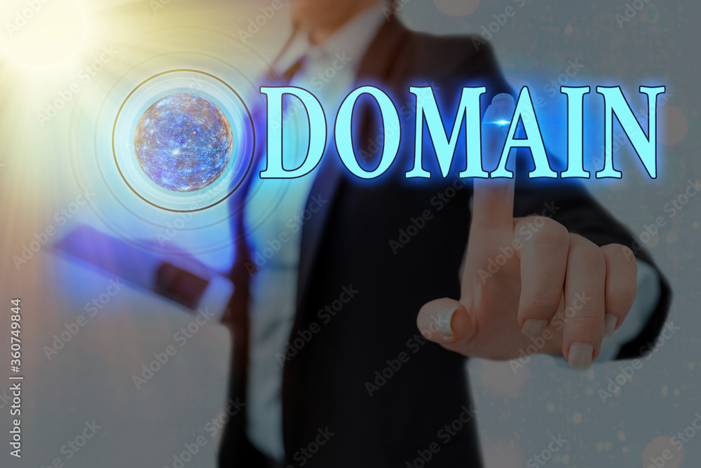 Poster word writing text domain. business photo showcasing identification string that defines a realm of ad