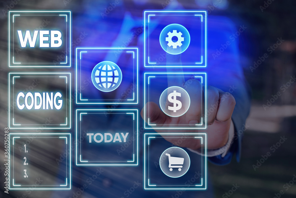 Poster word writing text web coding. business photo showcasing a system of symbols and rules used to repres