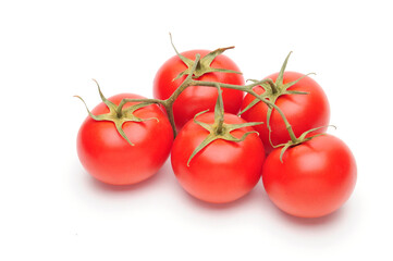 Red tomatoes on white background