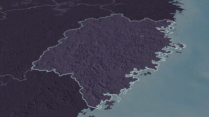 Fujian, China - outlined. Administrative