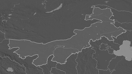 Nei Mongol, China - outlined. Bilevel