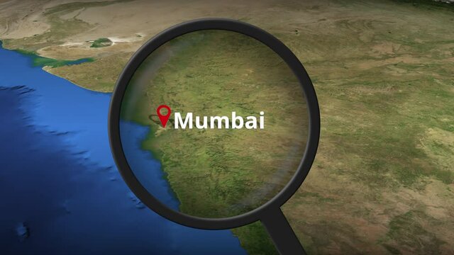 Mumbai city being found on the map, 3d rendering