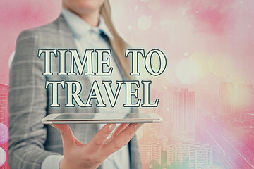 Conceptual hand writing showing Time To Travel. Concept meaning Collect moments Old ways won t open...