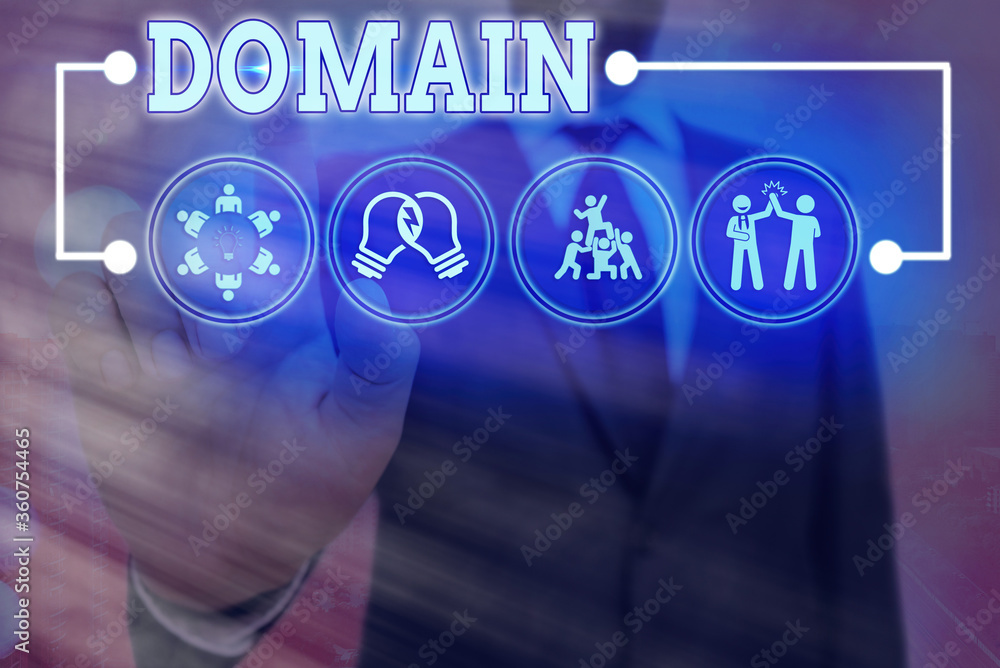 Poster handwriting text domain. conceptual photo identification string that defines a realm of administrati