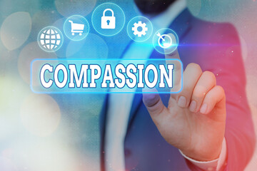 Handwriting text Compassion. Conceptual photo empathy and concern for the pain or misfortune of...