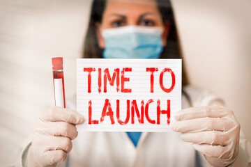 Conceptual hand writing showing Time To Launch. Concept meaning Business StartUp, planning and...
