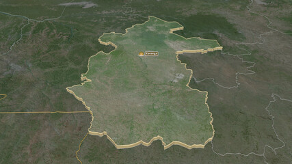 Kasaï-Central, Democratic Republic of the Congo - extruded with capital. Satellite