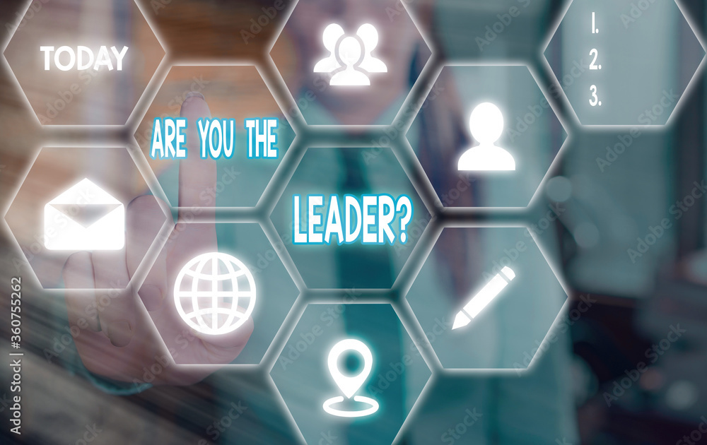 Aufkleber handwriting text are you the leader question. conceptual photo asking for the qualification of being