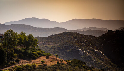 Mountains in mist overlooking valley from San Marcos south to San Diego