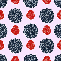 Geometric Roses and Hydrangeas Seamless Repeat Vector Pattern - 360756064