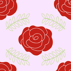 Red Rose Seamless Vector Pattern  - 360756200