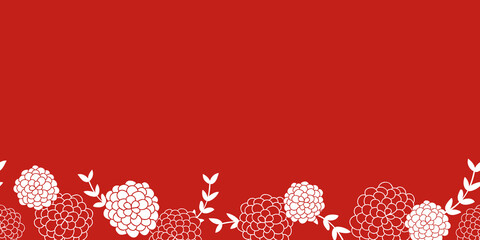 Red Floral Seamless Repeat Vector Border  - 360756221
